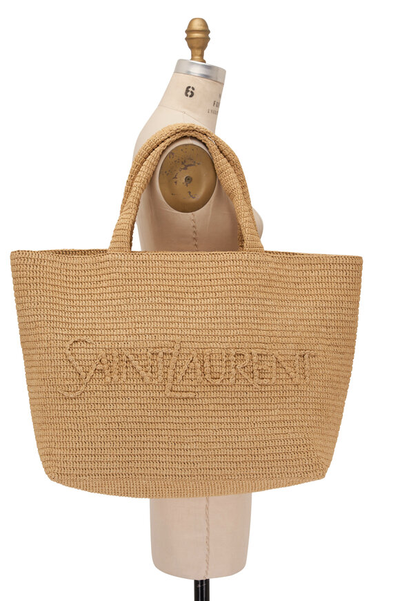 Saint Laurent - Saint Laurent Natural Raffia Shopping Tote 