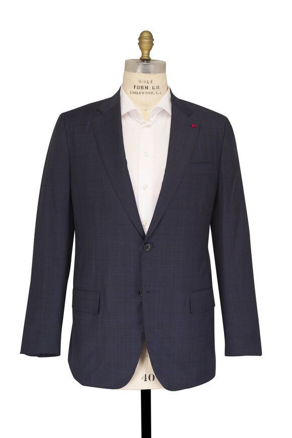 Isaia Navy Blue Wool Neat Suit - view 2