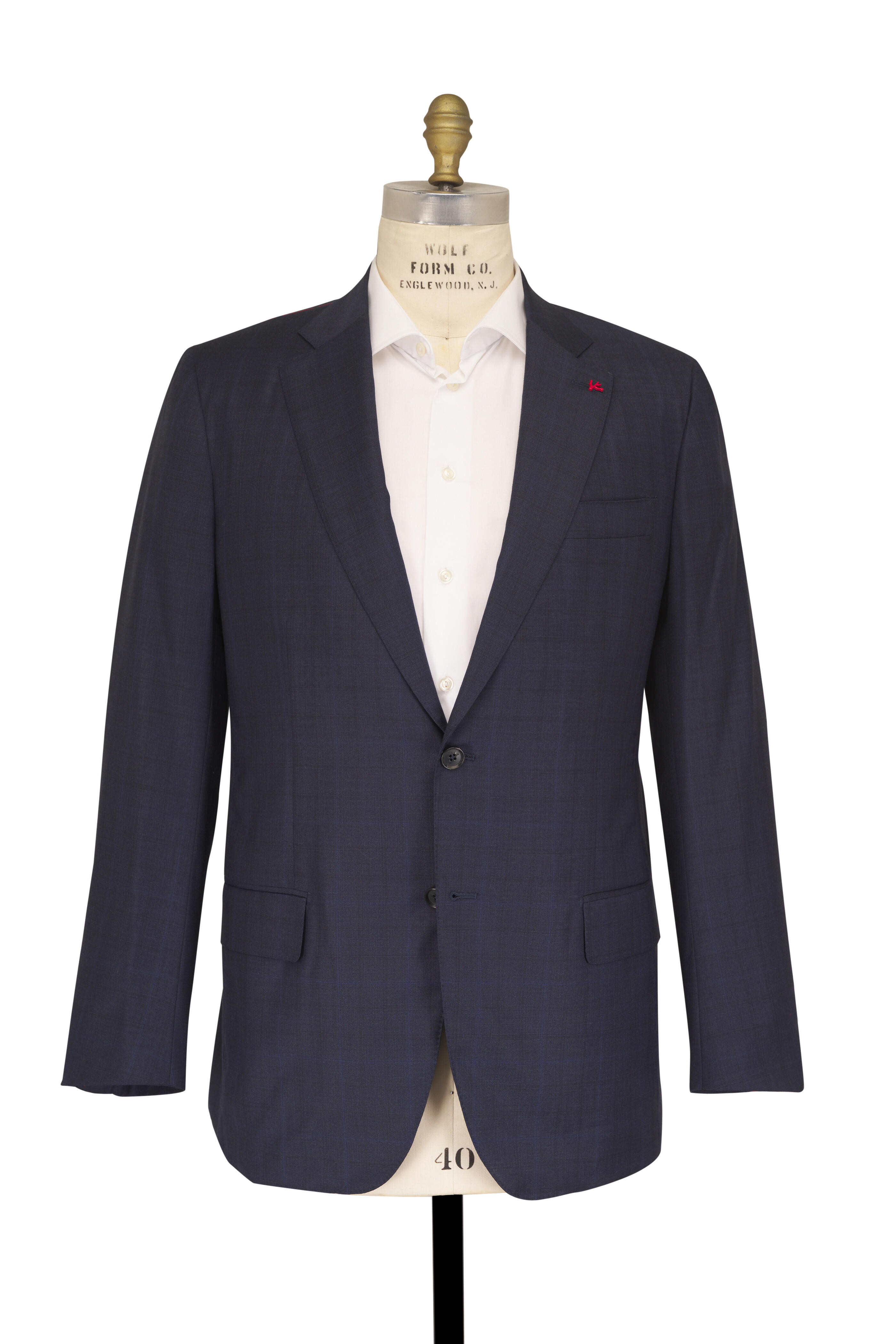 Isaia - Navy Blue Wool Neat Suit - view 2