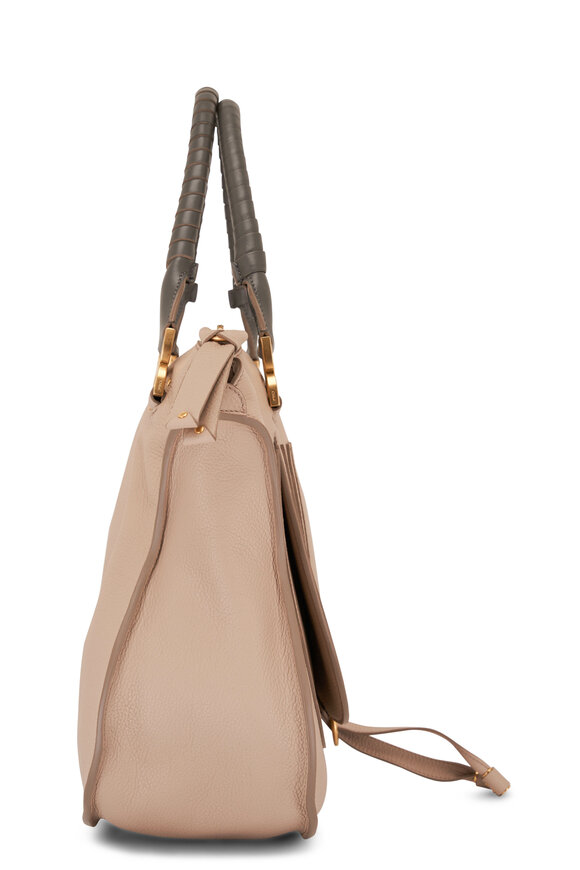 Chloé - Large Marcie Floral Gray Leather Double Carry Bag