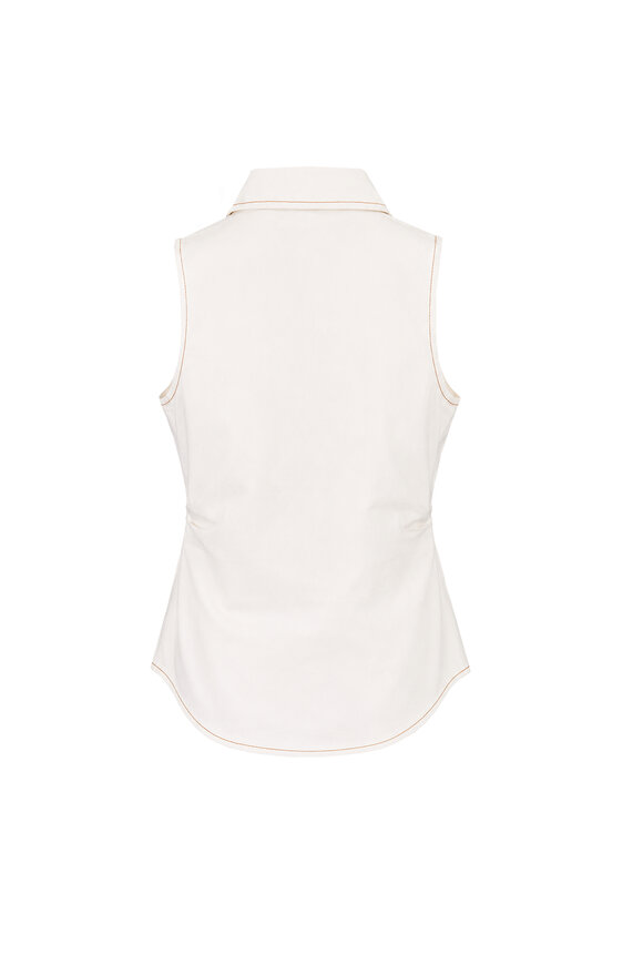 Tanya Taylor Hanelle Chalk Button Top - view 2