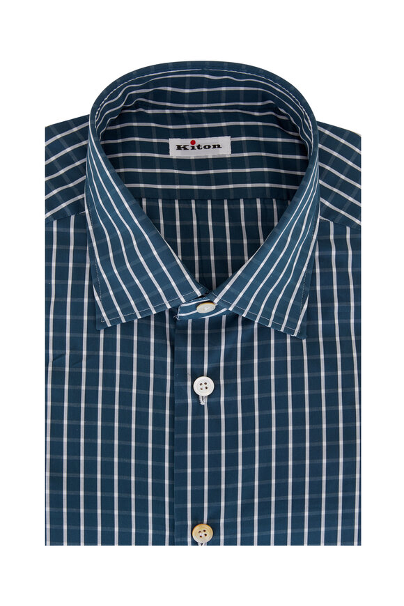 Kiton - Green Slate Check Dress Shirt