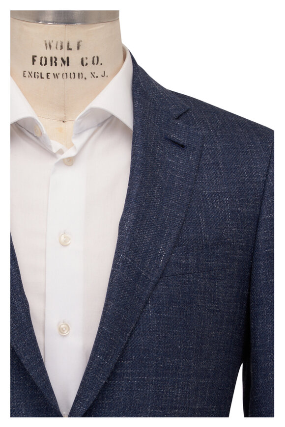 Canali Solid Blue Wool Blend Sportcoat