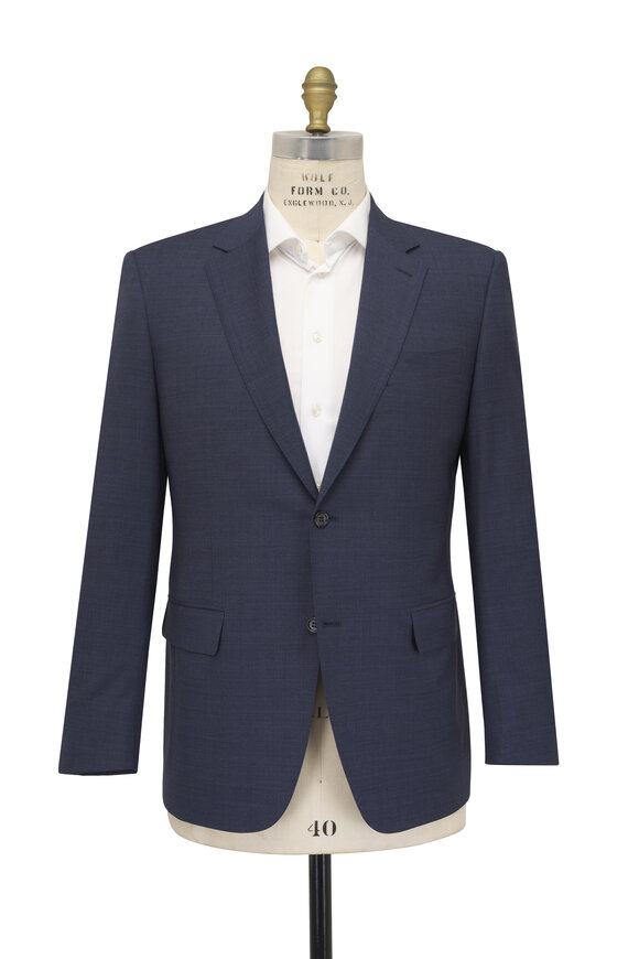 Canali Navy Plaid Wool Suit - view 2