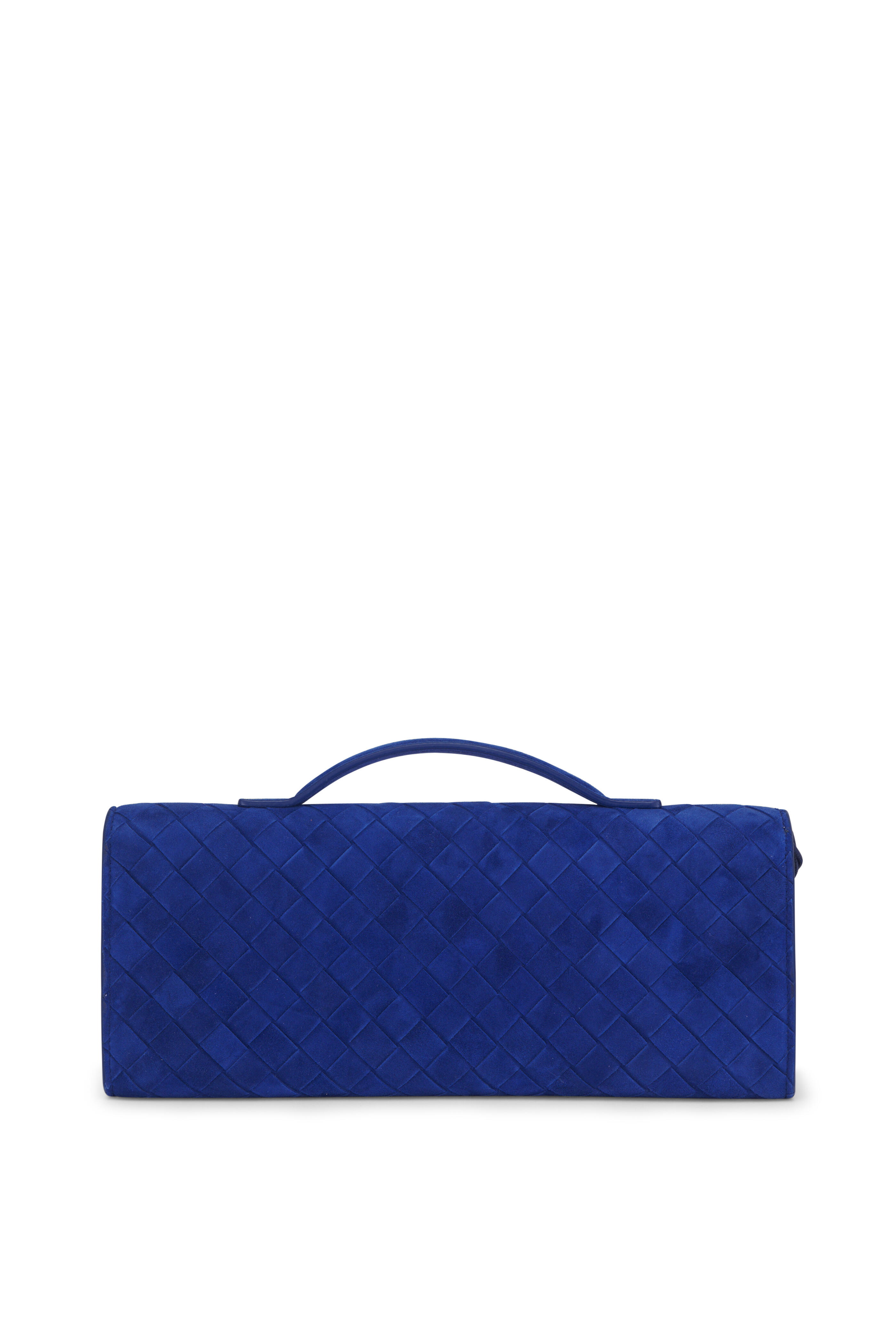Bottega Veneta - Andiamo Blue Royal Intrecciato Suede Clutch