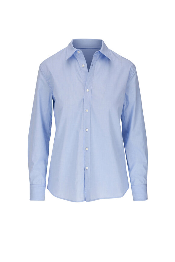 Nili Lotan Raphael Classic Light Blue Cotton Shirt 