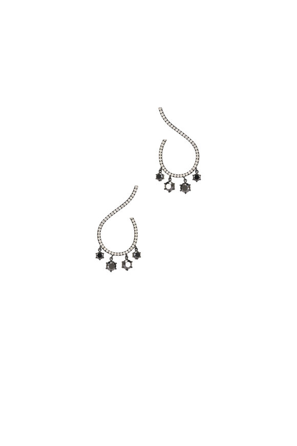 Graziela Gems 18k White Gold Black Diamond Mega Swirl Earring