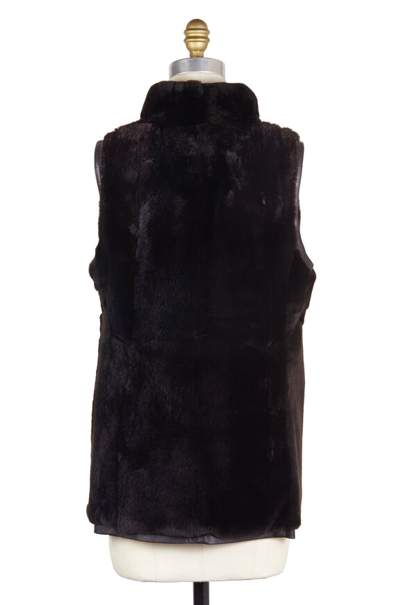 Oscar de la Renta Furs - Brown Fur & Leather Reversible Vest 
