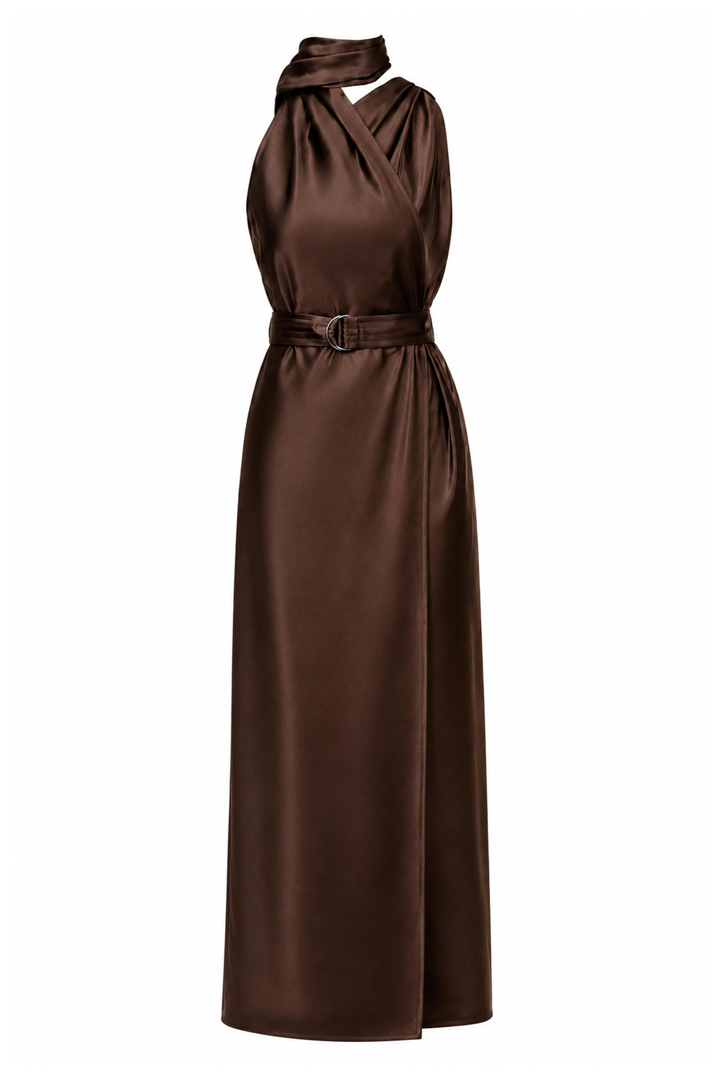 Ralph Lauren - Rynn Duchesse Brown Silk Wrap Gown - view 1
