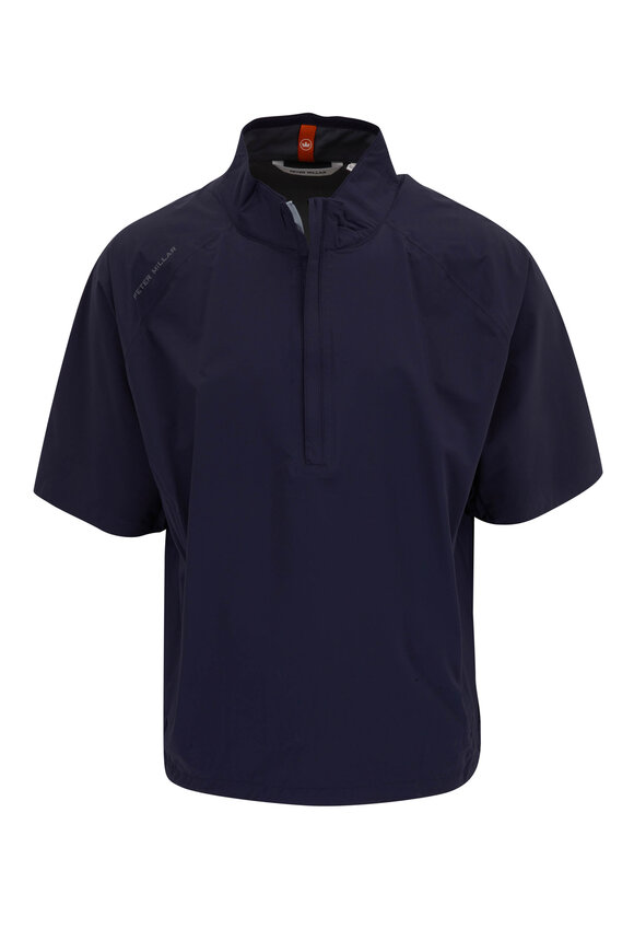 Peter Millar - Navy Shield Short Sleeve Rain Shell Quarter Zip