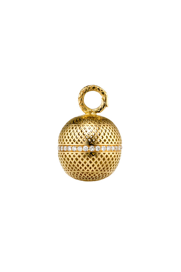 Ray Griffiths - 18K Yellow Gold Diamond Crownwork Ball Pendant