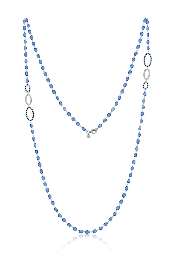 Sutra 18k White Gold Diamond & Sapphire Necklace