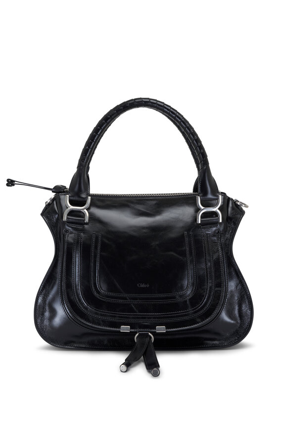 Chloé - Marcie Black Shiny Leather Shoulder Bag