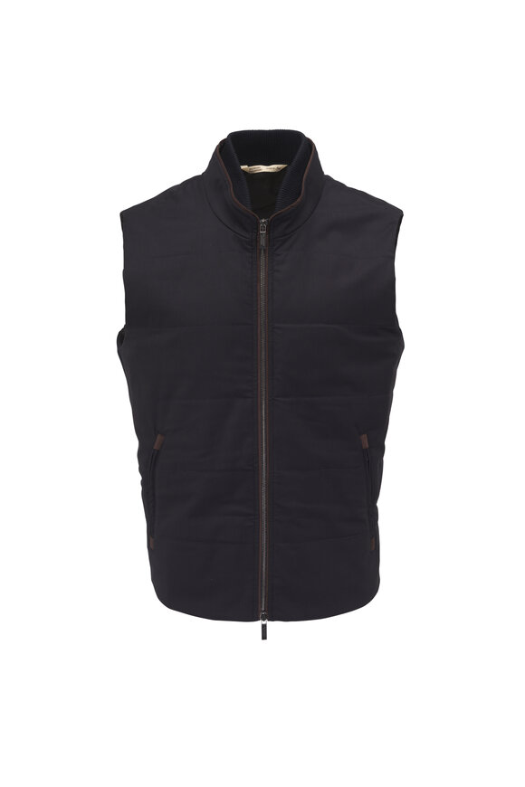 Maurizio Baldassari Navy Tech Travel Wool Vest