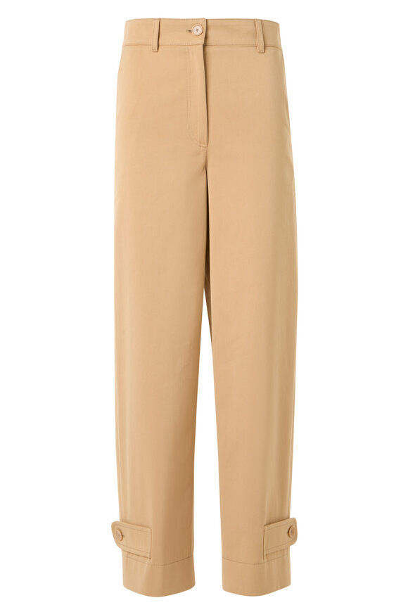 Akris Punto Fraser Beige Cotton Gabardine Barrel Leg Pant - view 1