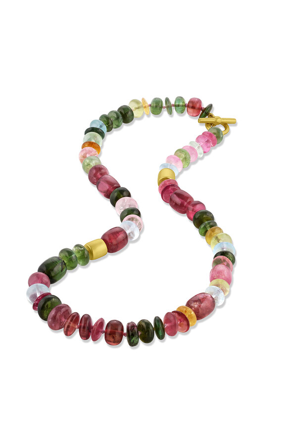 Leigh Maxwell Mixed Gem & Gold Bead Necklace  - view 1