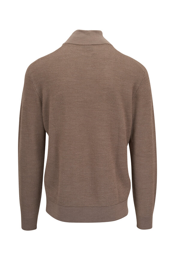 Brioni - Greige Thermal Quarter Zip Pullover 