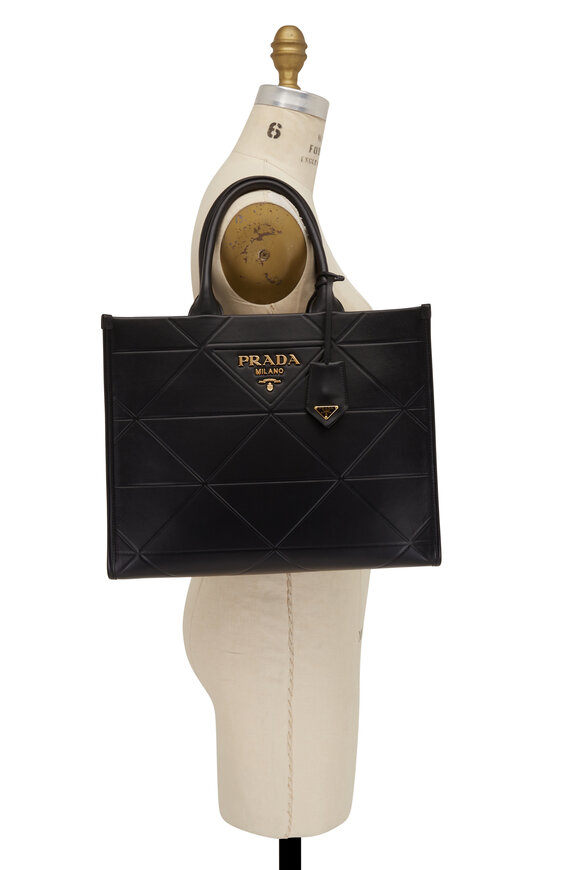 Prada - Black Triangle Quilted Soft Leather Medium Tote