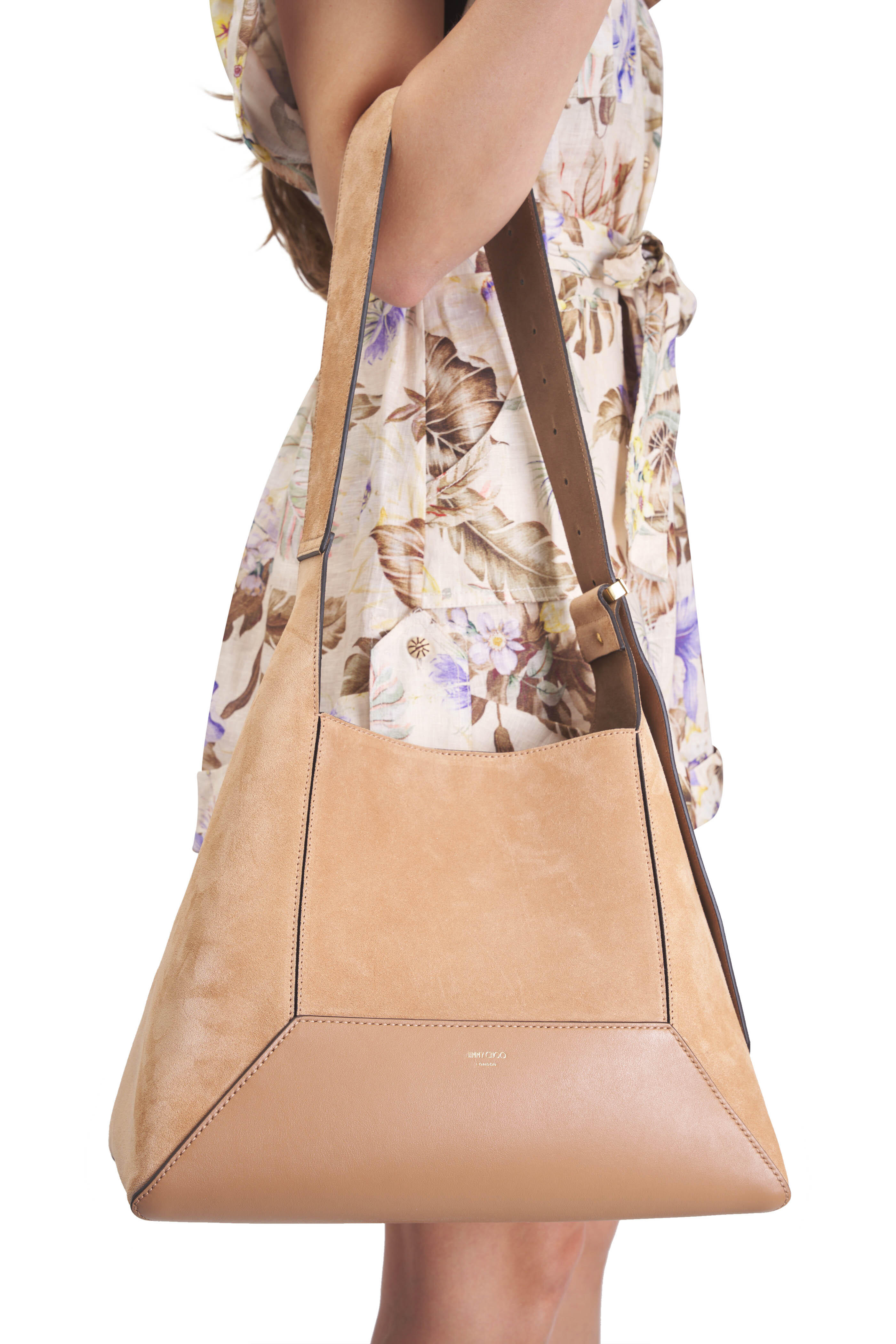 ハンドバッグ JIMMY CHOO Woman Handbag Brown BONBONIAS TOFFEE/LIGHTGOLD Bon Bon | Toffee Suede Bag With Pearl Closure | JIMMY CHOO