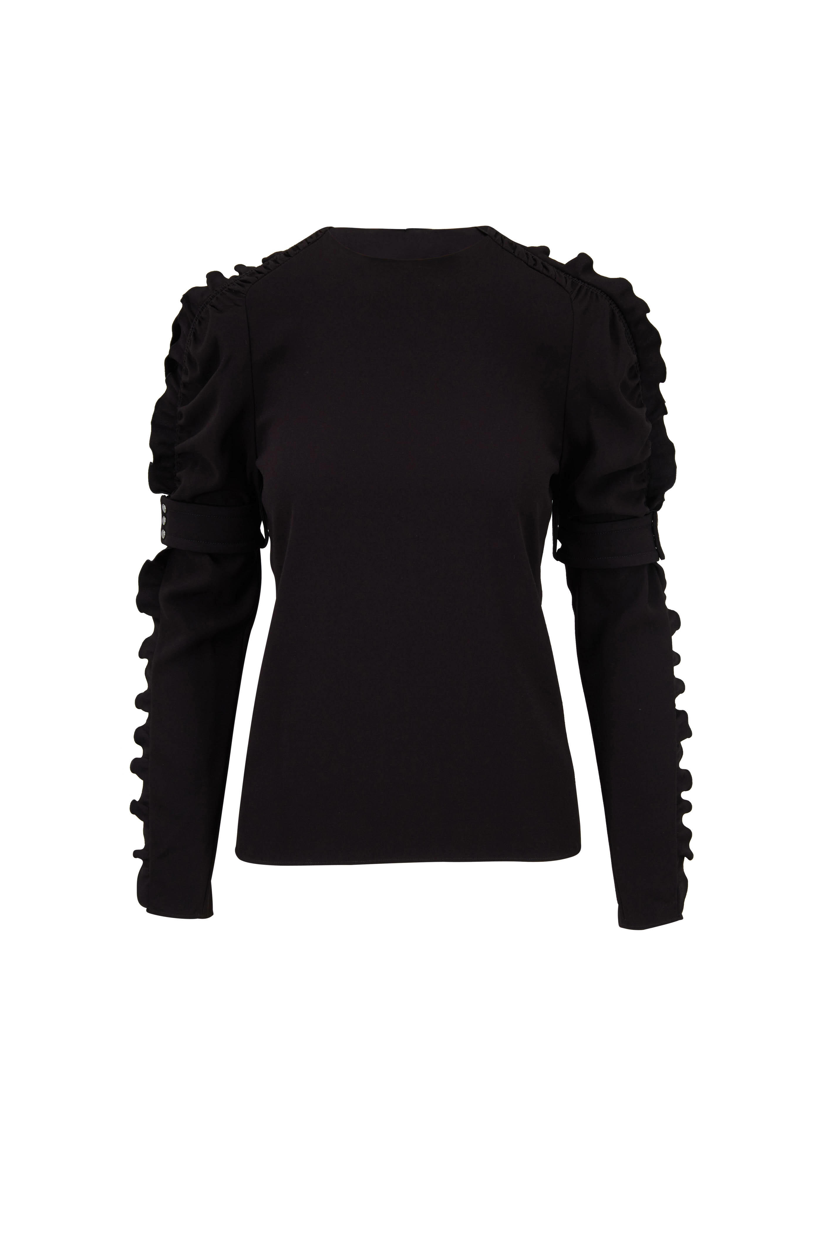 Chloe - Chloé black blouse tops. Chloé Ruffled Blouse In Silk Georgette in Black | Chloé US