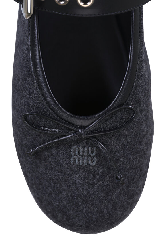 Miu Miu Anthracite Wool Ballerine Flat - view 4