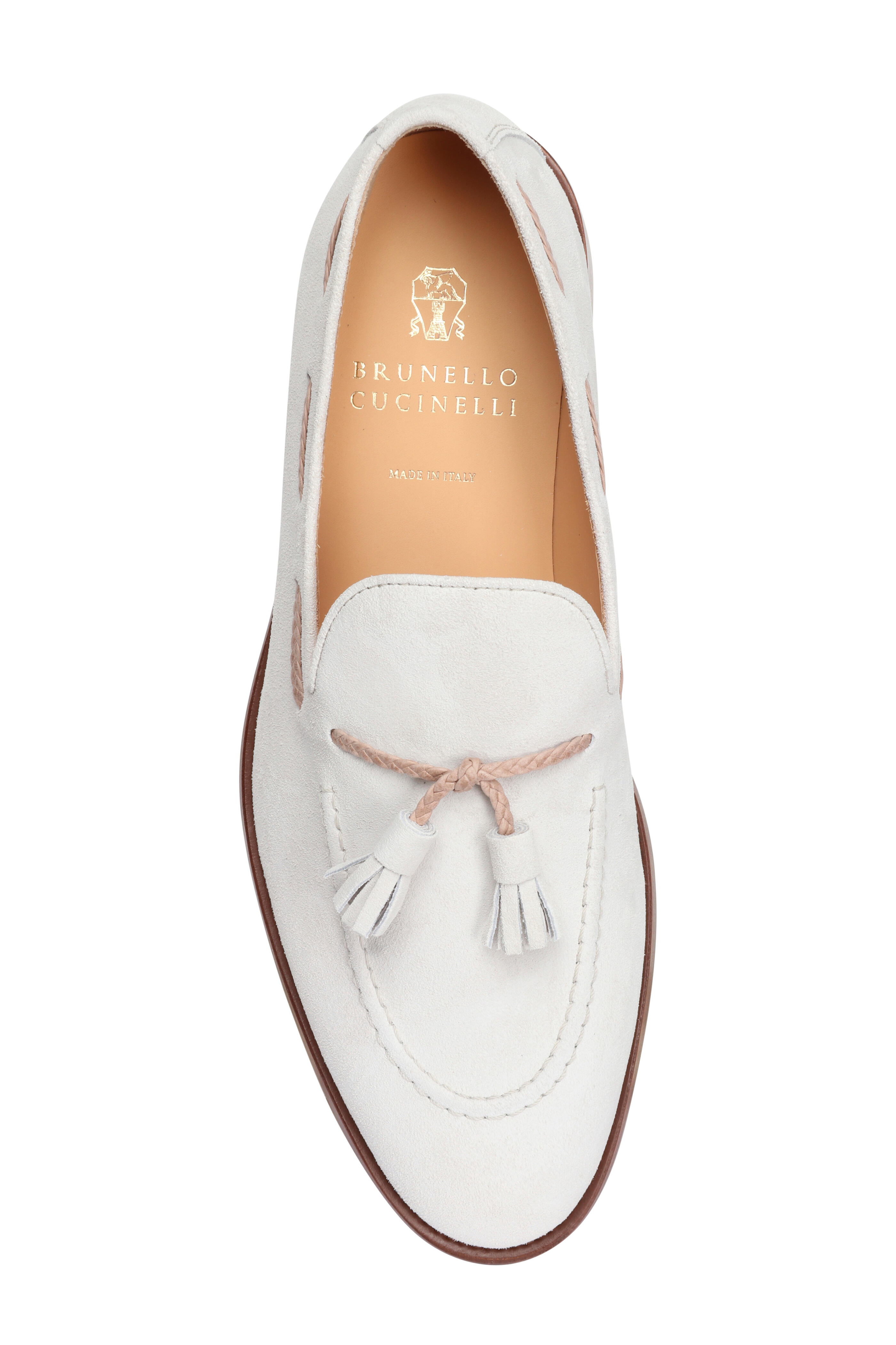 Brunello Cucinelli - White Suede Tassel Loafer