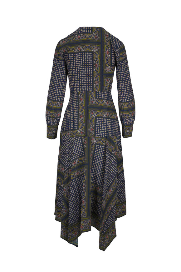 Veronica Beard Skye Heritage Navy Multi Scarf Print Midi Dress - view 2