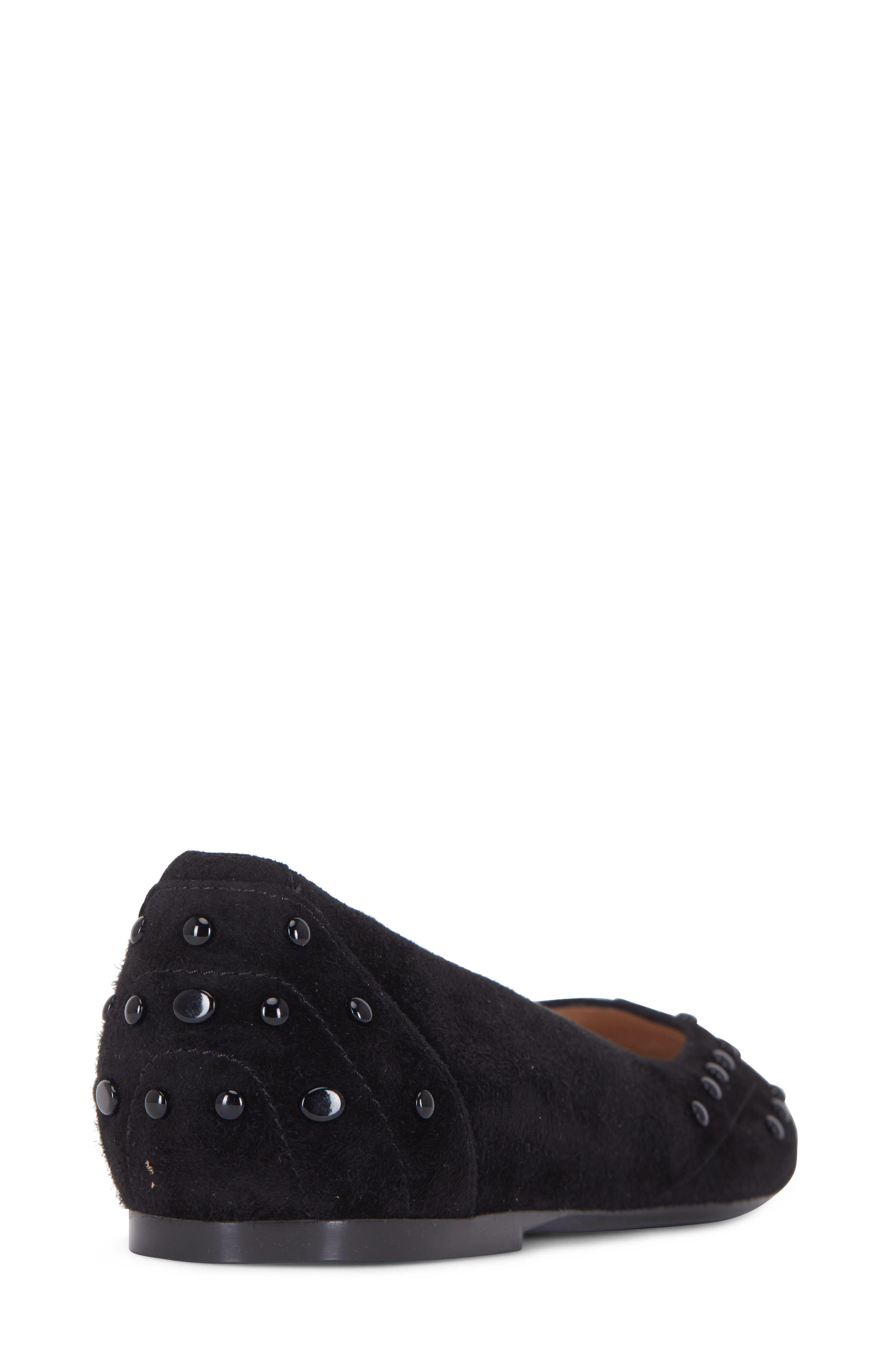 Tod's - Black Suede Studded Ballet Flat