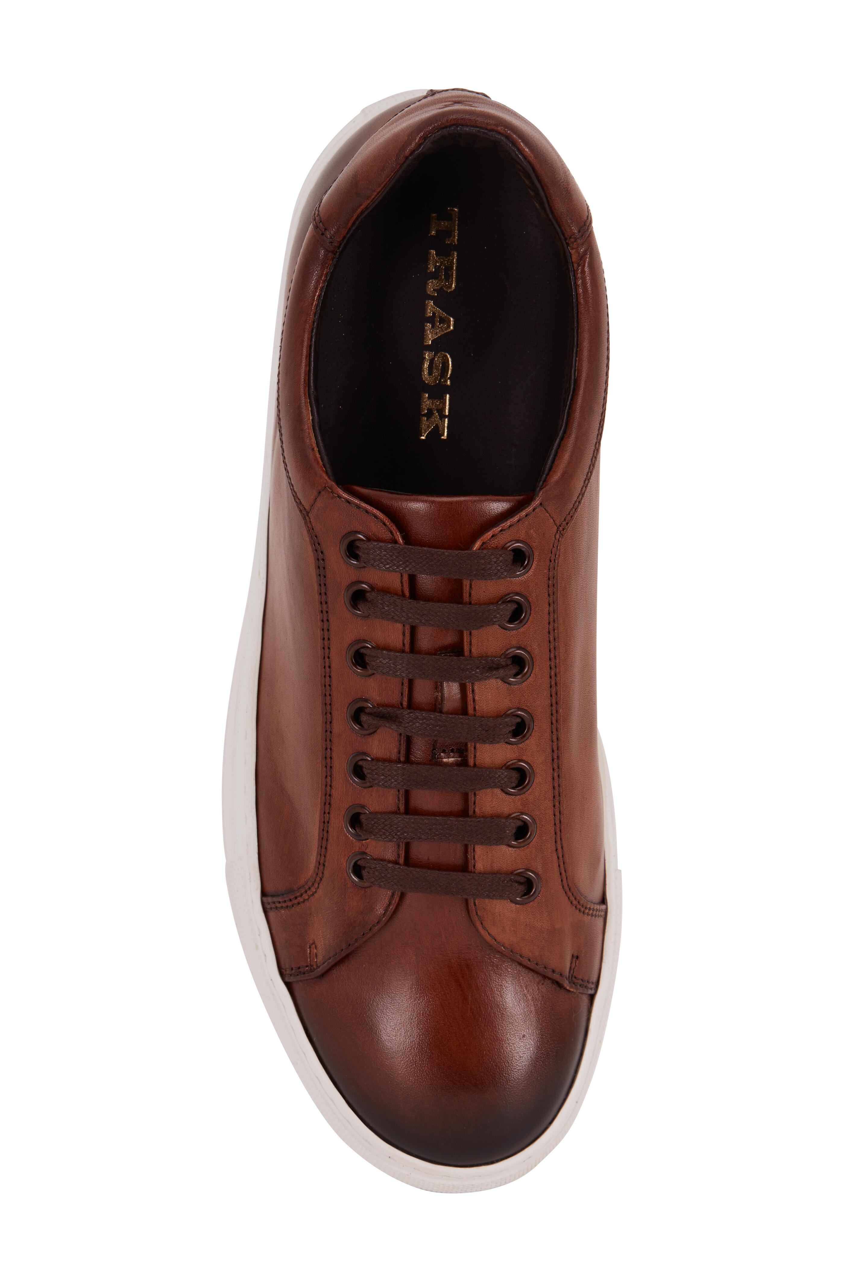 Trask - Rigby Cognac Suede Low-Top Sneaker | Mitchell Stores