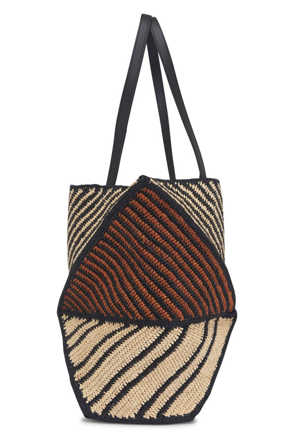 Loewe Puzzle Fold Natural & Honey Gold Raffia Tote - view 4