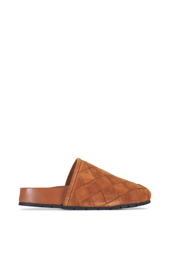 Bottega Veneta - Reggie Caramel Intrecciato Suede Slip On Clog