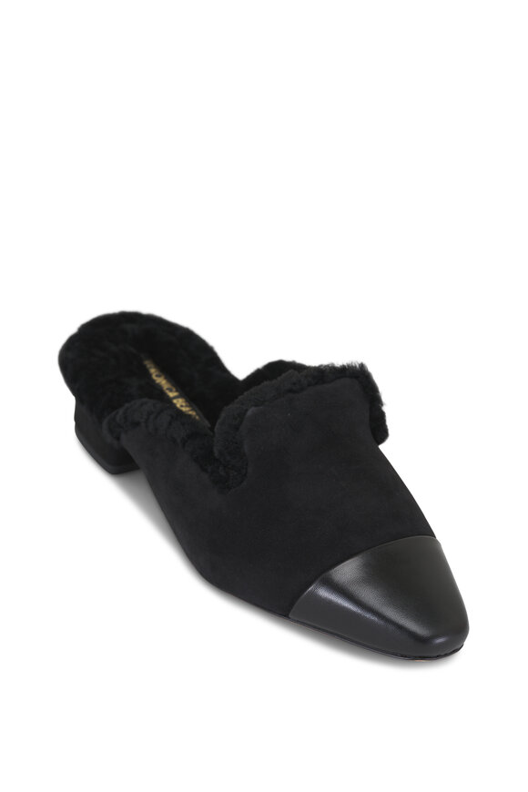 Veronica Beard Cecile Black Shearling Mule, 30mm