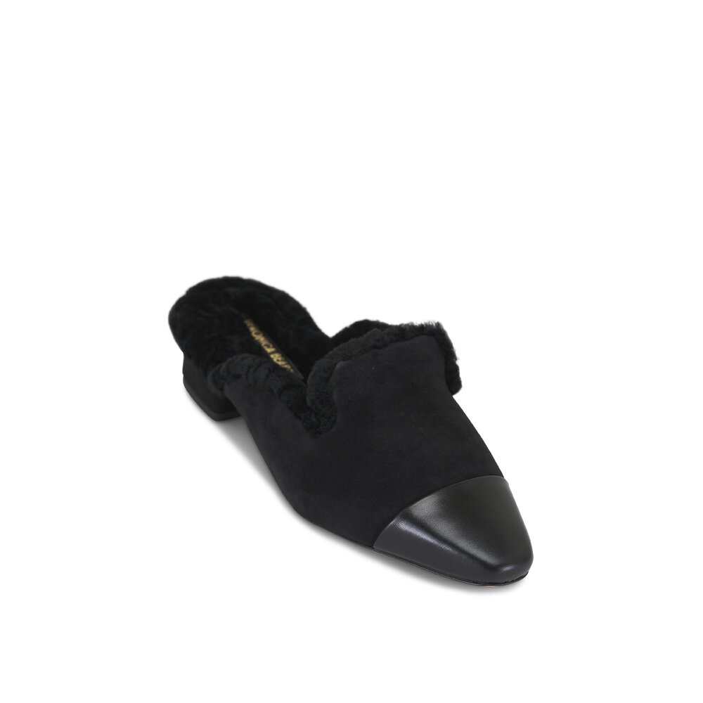 Veronica Beard Cecile Black Shearling Mule, 30mm