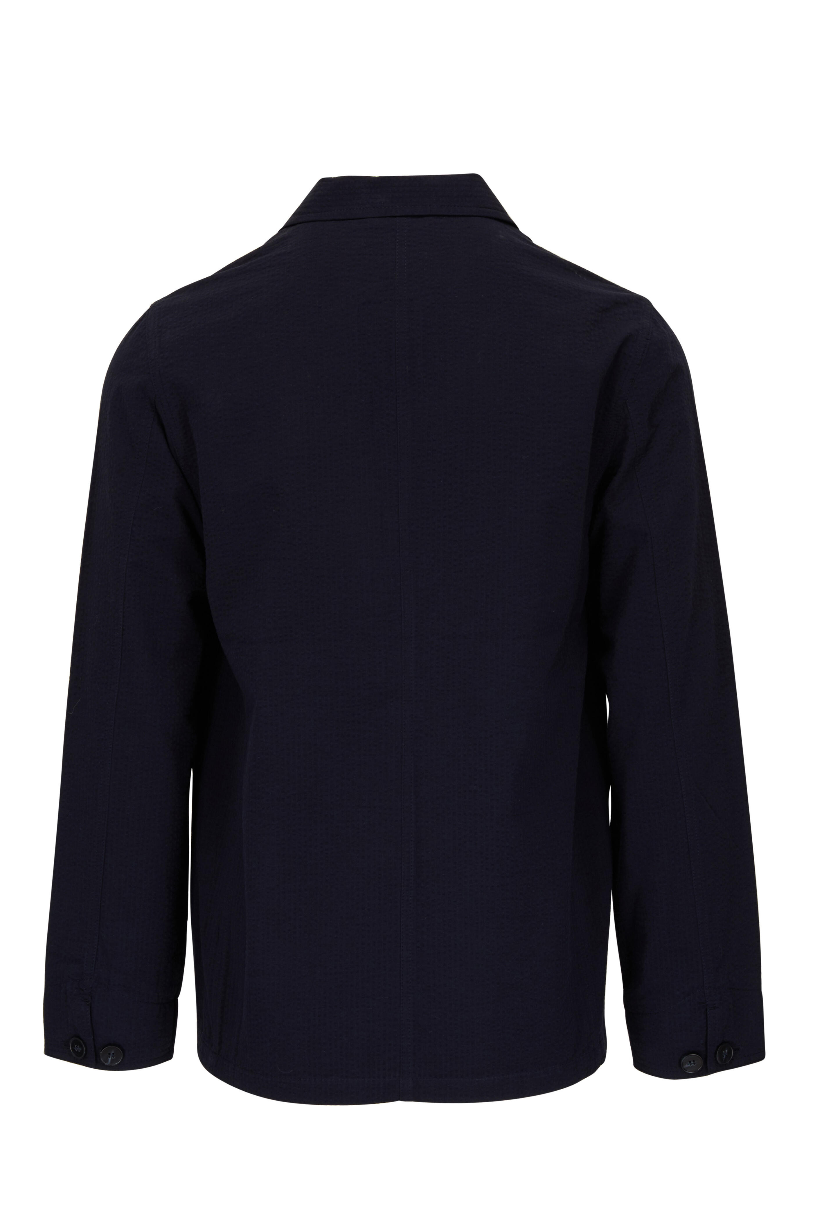 Officine Generale - Chore Navy Seersucker Cotton Jacket