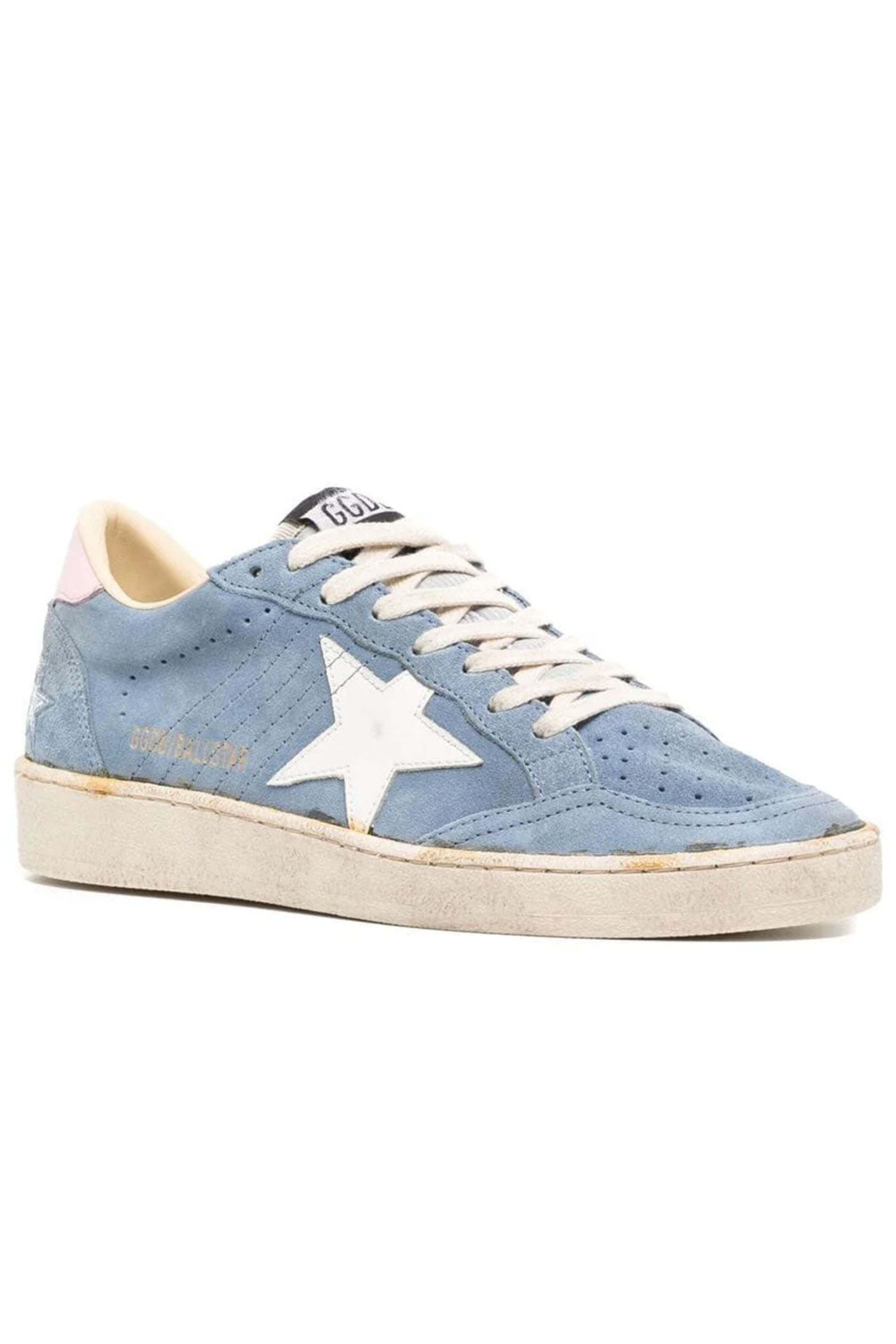 Golden Goose - Ballstar Suede Sneaker in Powder Blue and Pink