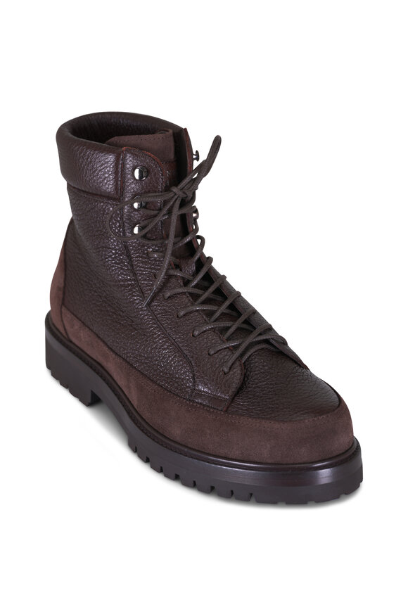 Brunello Cucinelli Commander Dark Brown Deerskin Suede Boot - view 1
