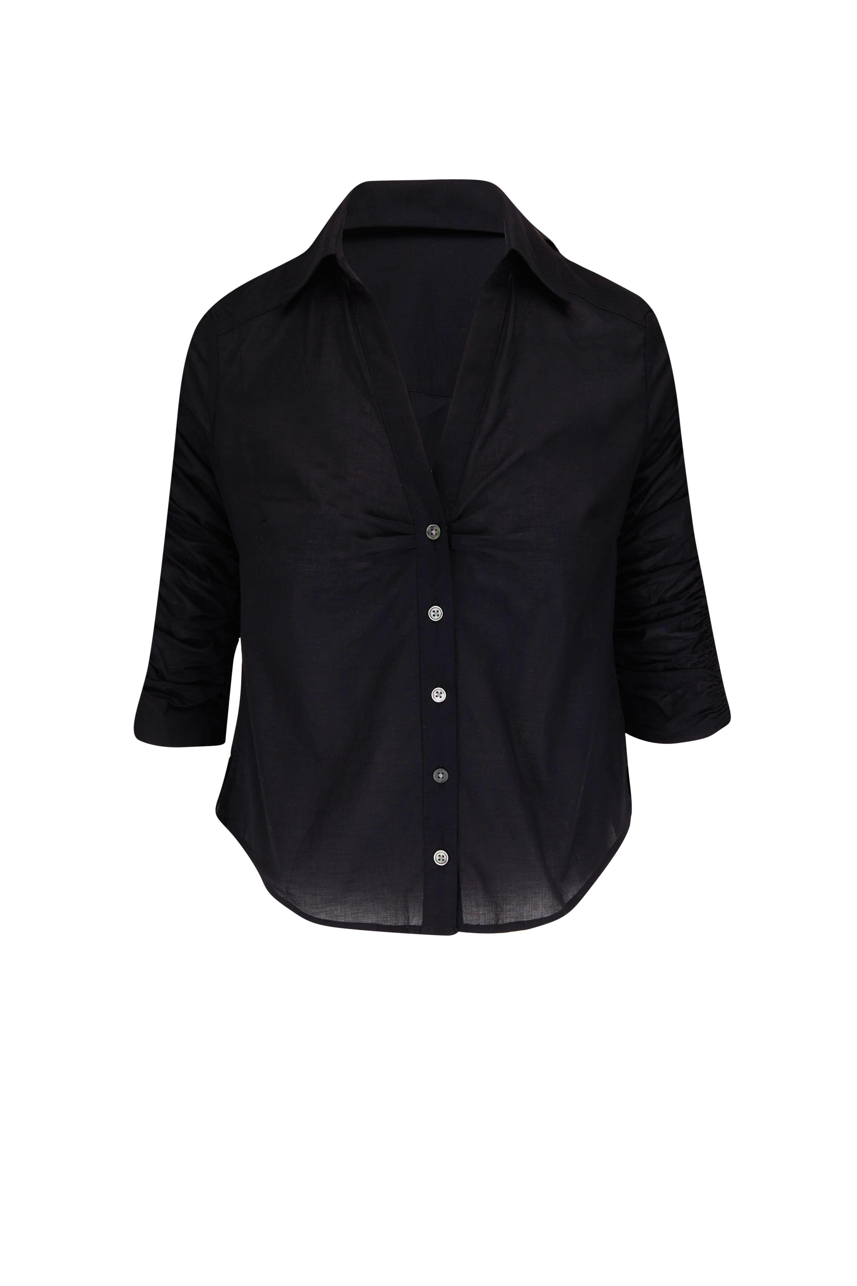 Veronica Beard - Porta Black Cotton Shirred Shirt