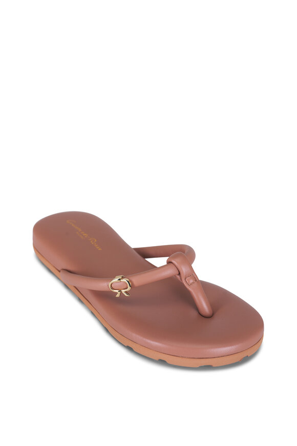 Gianvito Rossi - Fiji Praline Leather Flip Flop