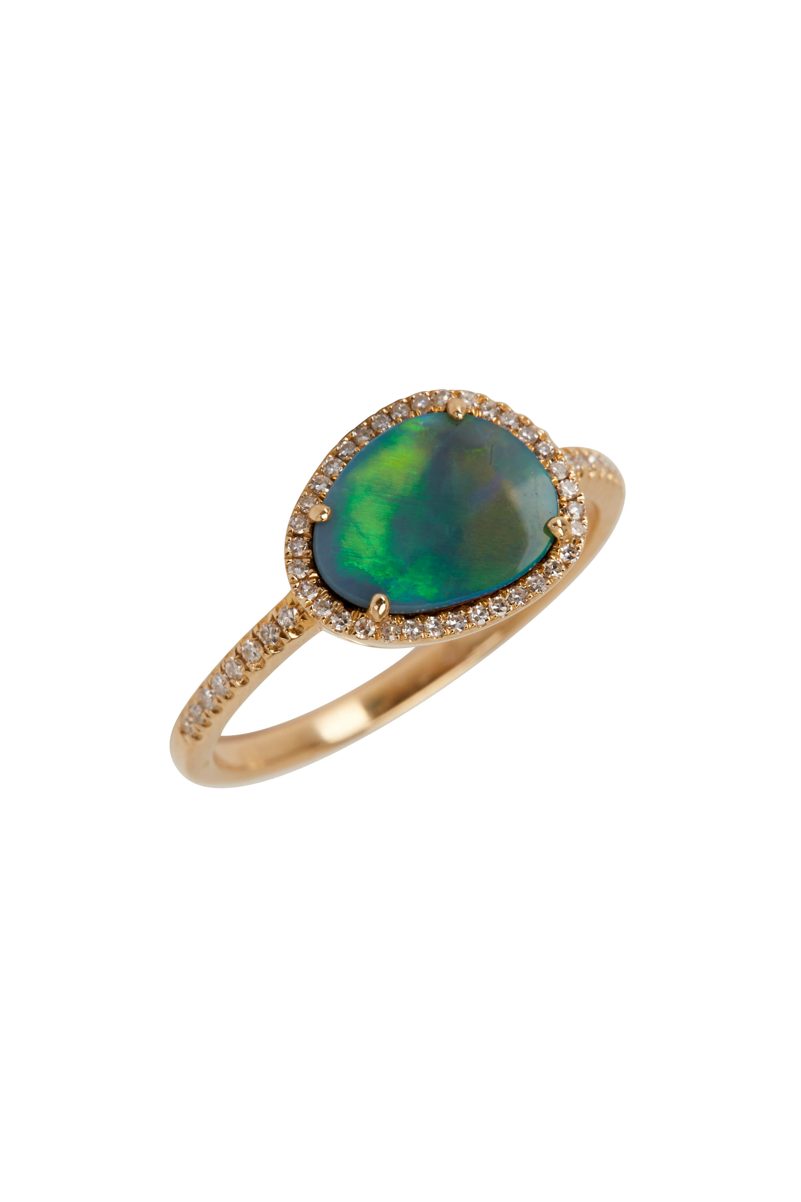 Kai Linz - Yellow Gold Opal & Diamond Halo Ring | Mitchell Stores