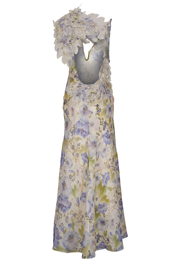 Zimmermann - Natura Blue Floral Feather Slip Gown