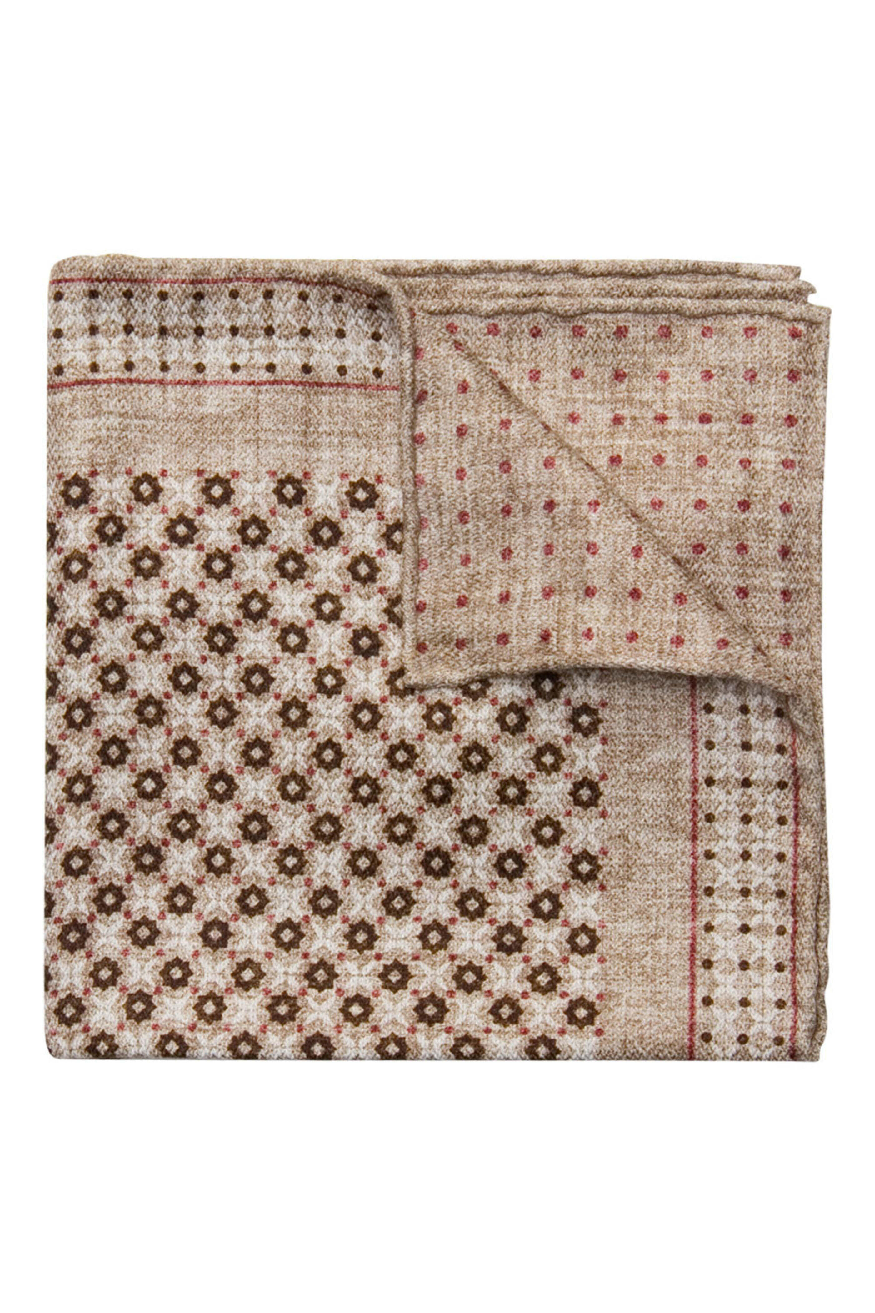 Edward Armah - Tan Neat Grid Pocket Square