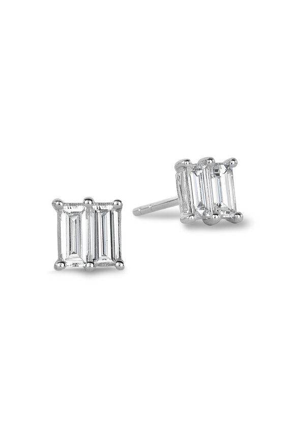 Nam Cho Invisible Large Square Diamond Stud Earrings