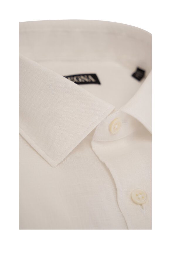 Zegna - White Linen Sport Shirt 