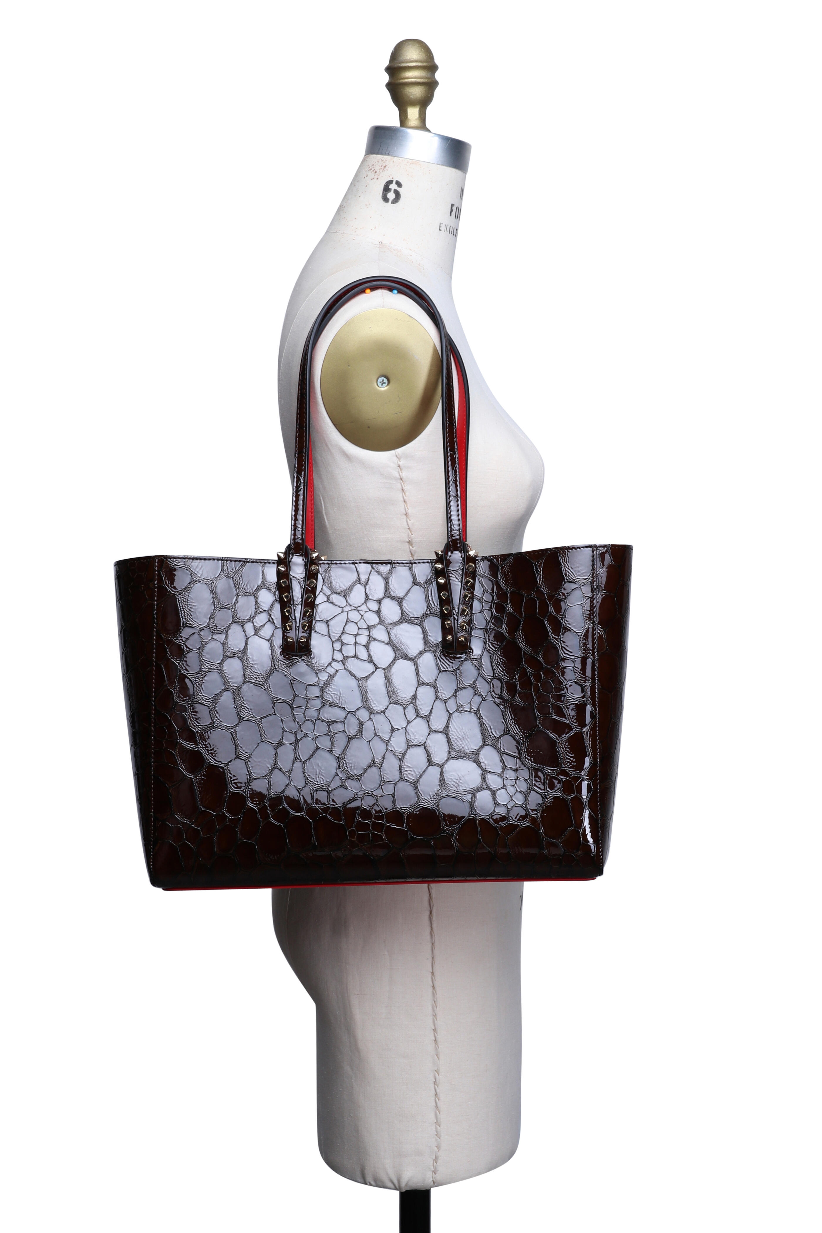 Christian Louboutin - Small Cabata Brown Gloss Embossed Tote