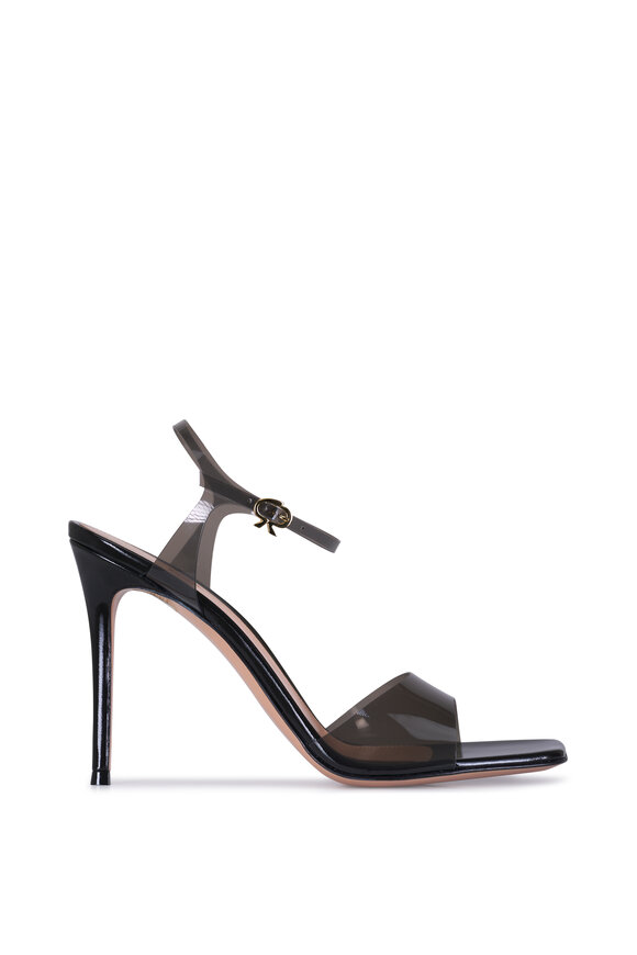 Gianvito Rossi Black Glass Leather Sandal, 95mm - view 2