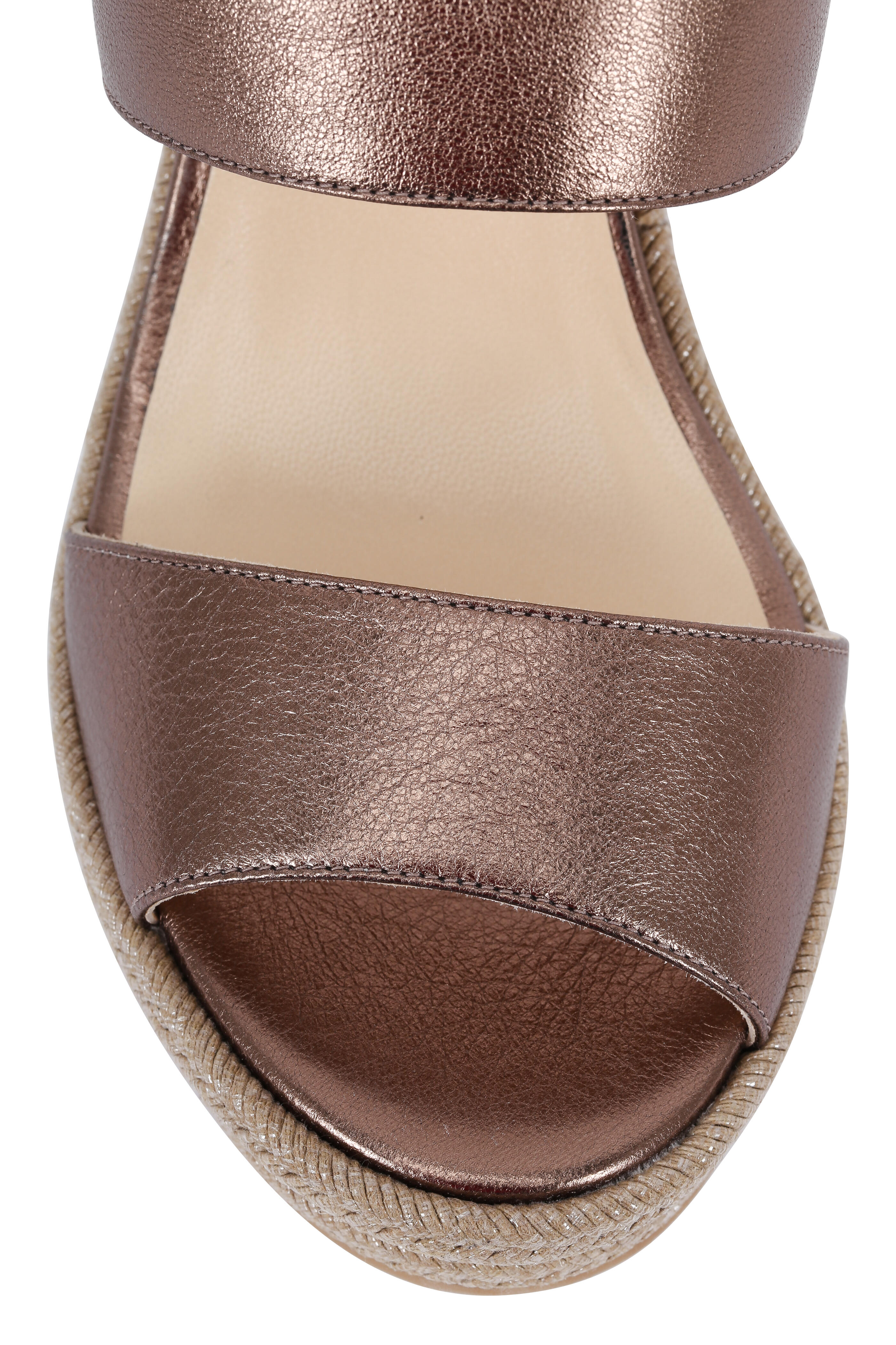 Jimmy Choo - Parker Antique Gold Leather Two-Strap Wedge, 100mm