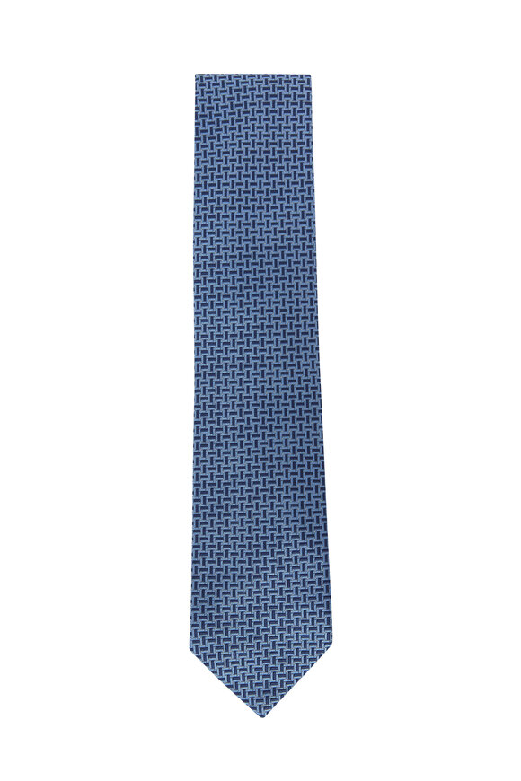 Brioni - Blue Basketweave Silk Necktie 
