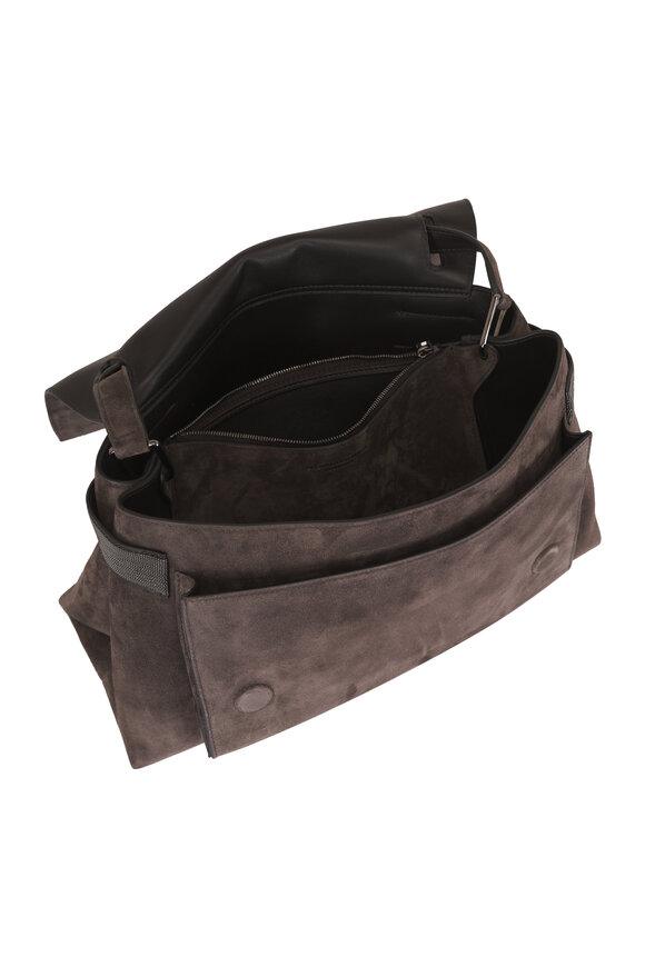 Brunello Cucinelli Pepper Suede Monili Shoulder Bag - view 4
