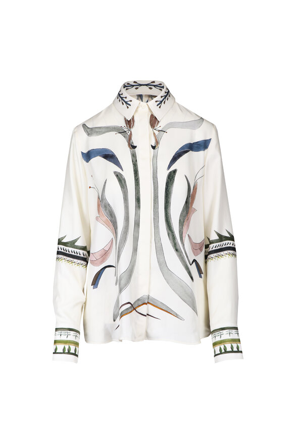 Altuzarra Chikka Macadamia Botanical Silk Blouse - view 1