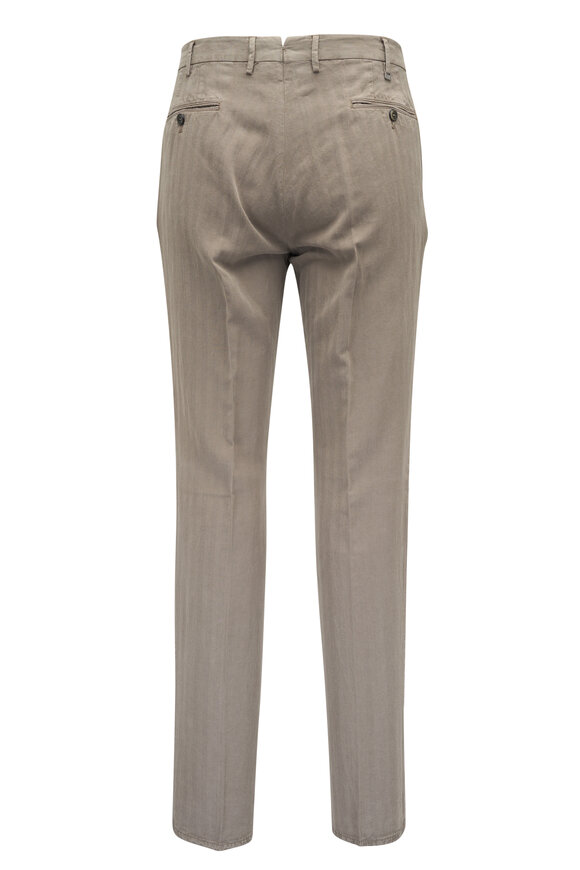 PT Torino - Tan Herringbone Flat Front Pant